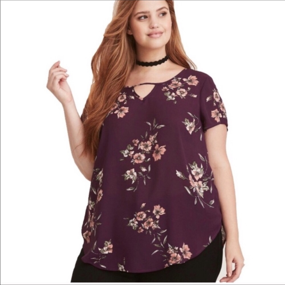Torrid Purple Flower Blouse